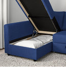 FRIHETEN IKEA L shaped sofa bed blue with storage.