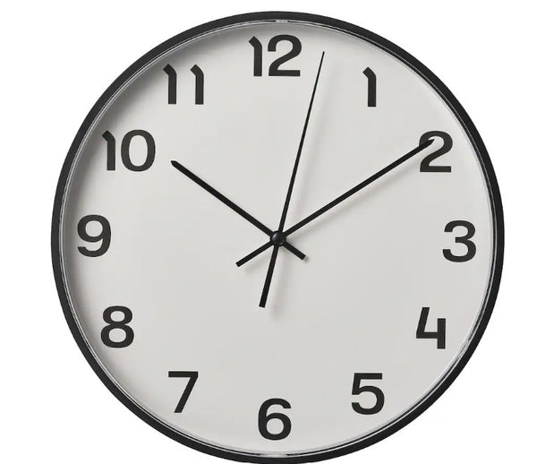 PLUTTIS Wall clock, low-voltage/black, 28 cm