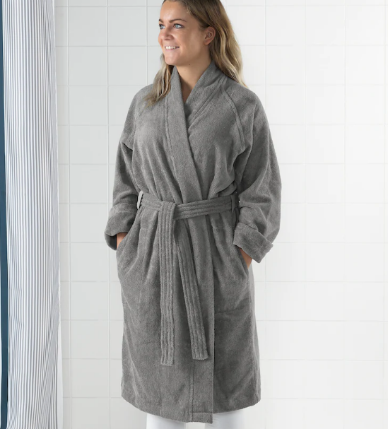 ROCKÅN Bath robe, grey, L/XL