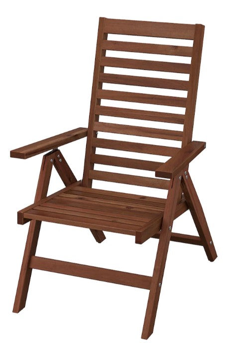 ÄPPLARÖ Reclining chair, outdoor, foldable brown stained