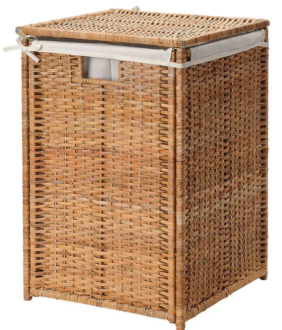 BRANÄS Laundry basket with lining, rattan, 80 l