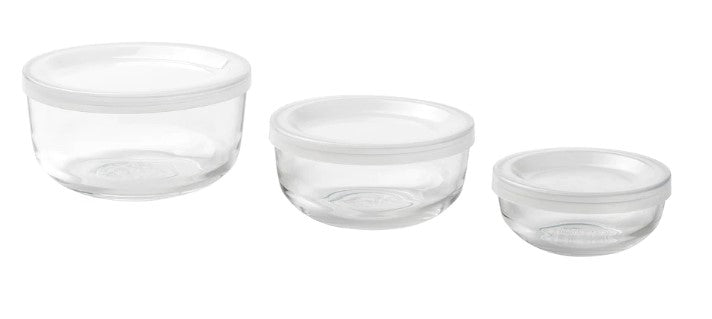 BESTÄMMA Food container with lid, set of 3, glass