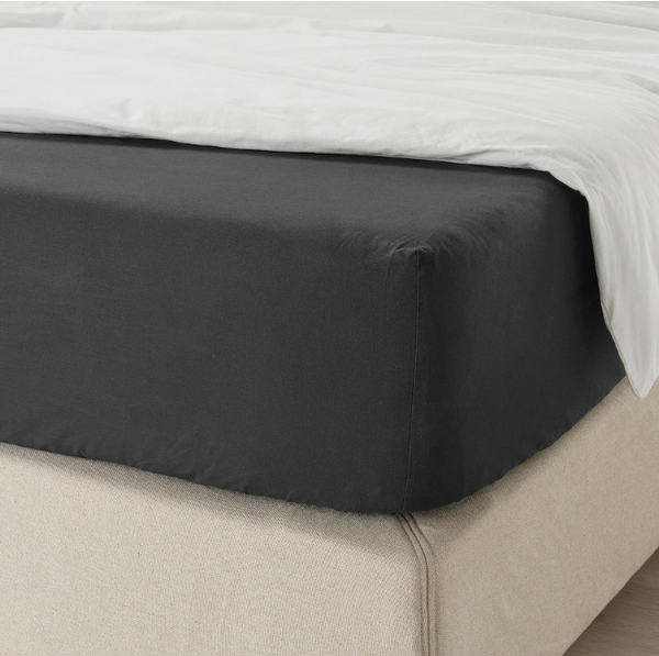 DVALA Fitted sheet, black, 160x200 cm