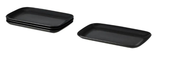 FÄRGKLAR Plate, set of 4 matt dark grey, 30x18 cm