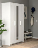 BRIMNES Wardrobe with 3 doors, white, 117x190 cm