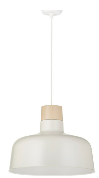 BUNKEFLO Pendant lamp, white/birch, 36 cm