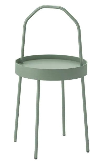 BURVIK Side table, light grey-green, 38 cm