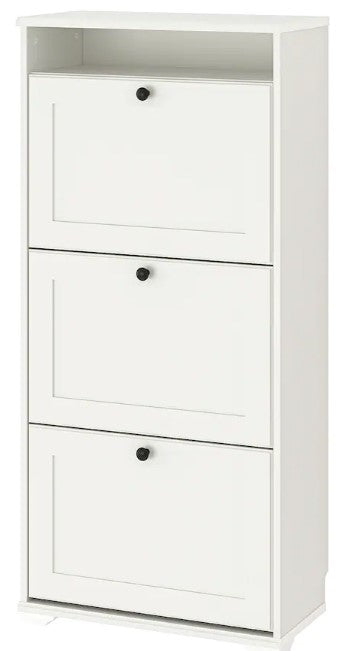 BRUSALI Shoe cabinet with 3 compartments, white, 61x30x130 cm