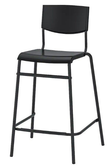 STIG Bar stool with backrest, black/black, 63 cm