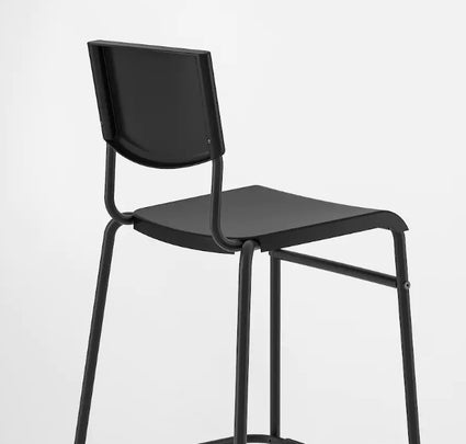 STIG Bar stool with backrest, black/black, 63 cm