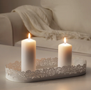 SAMVERKA Candle dish, oval white, 35x15 cm