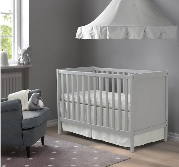 SUNDVIK Cot, grey, 60x120 cm