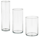 CYLINDER Vase, set of 3, clear glass