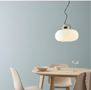 DEJSA Pendant lamp, chrome-plated/opal white glass, 36 cm