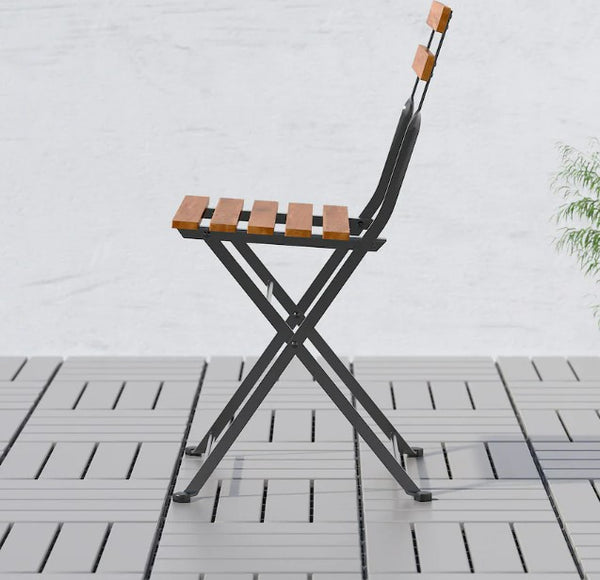 TARNO Chair, outdoor, foldable black/light brown stained