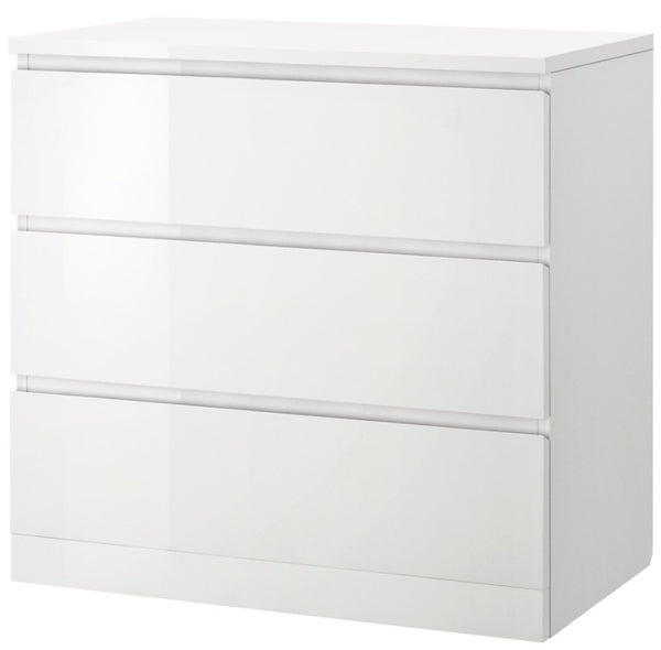 MALM chest of 3 drawers, 80x78 cm, high-gloss white >