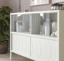 KALKNÄS Cabinet with sliding doors, white, 121x43x98 cm