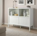 KALKNÄS Cabinet with sliding doors, white, 121x43x98 cm