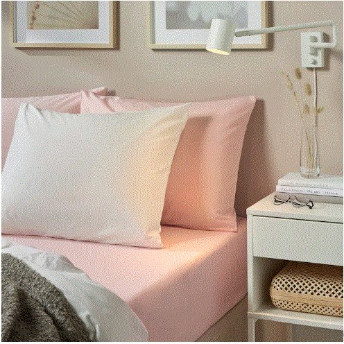 DVALA Fitted sheet, light pink, 180x200 cm