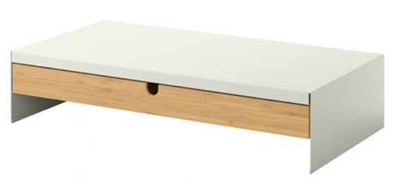 ELLOVEN monitor stand with drawer, white