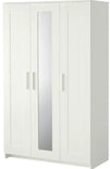 BRIMNES Wardrobe with 3 doors, white, 117x190 cm