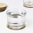 GLATTIS Coasters with holder, brass-colour, 8.5 cm