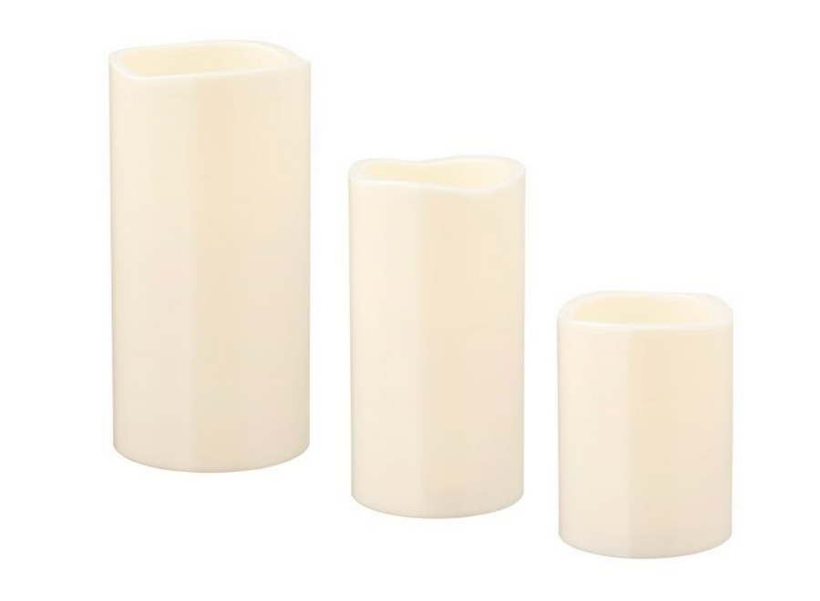 GODAFTON LED block candle in/outdoor, set of 3