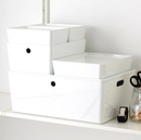 KUGGIS Box with lid, white, 18x26x8 cm