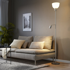 HEKTOGRAM Floor uplighter/reading lamp, silver