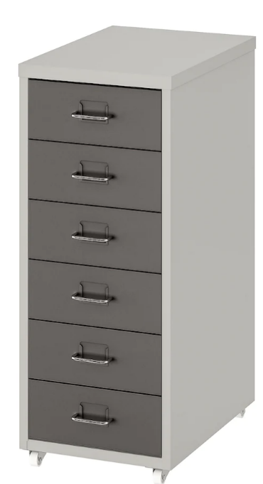 HELMER Drawer unit on castors, dark grey/light grey, 28x69 cm