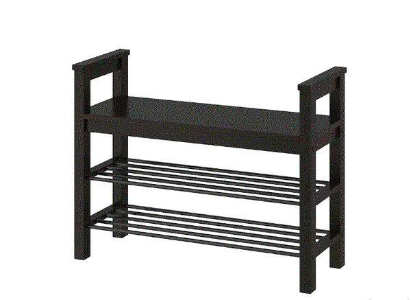 HEMNES bench with shoe storage, 85x32x65 cm, black-brown
