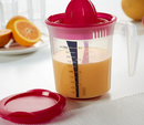 INFRIA Jug with lid and citrus squeezer, transparent/cerise, 1.0 L