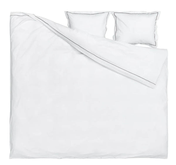 SILVERTISTEL Duvet cover and 2 pillowcases, white/dark grey, 200x200/50x60 cm