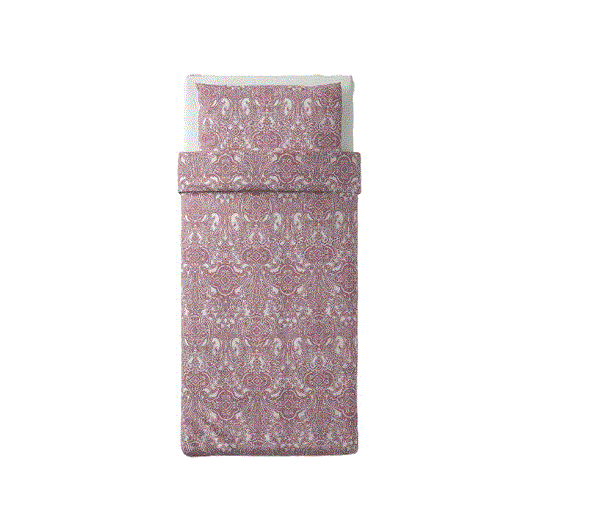 JATTEVALLMO Duvet cover & pillowcase, white/dark pink150x200/50x80