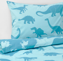 JÄTTELIK Duvet cover and pillowcase, dinosaur/blue, 150x200/50x60 cm