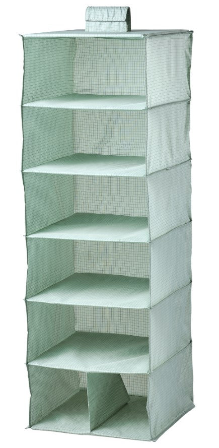 STUK storage with 7 compartments, 30x30x90 cm, light grey-green