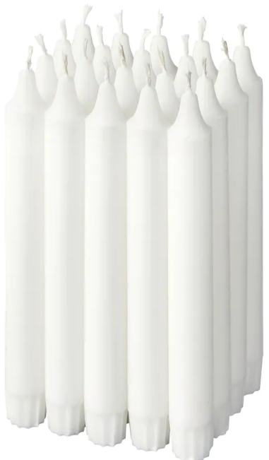 JUBLA Unscented chandelier candle, white, 19 cm /20 in pack