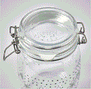 KORKEN jar with lid patterned/light green 1 L