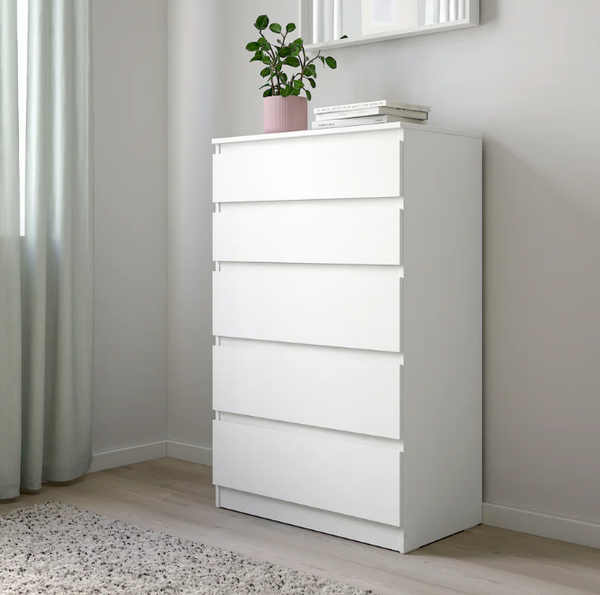 KULLEN Chest of 5 drawers, white, 70x112 cm