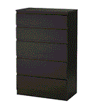 KULLEN chest of 5 drawers, black -brown, 70x112 cm