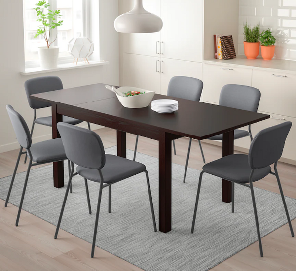 LANEBERG Extendable table, brown, 130/190x80 cm