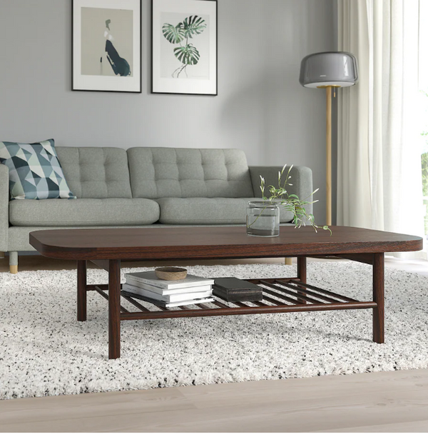 LISTERBY Coffee table, dark brown stained oak veneer, 140x60 cm