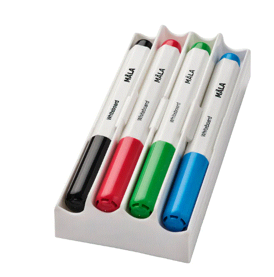 MALA Whiteboard pen with holder/eraser, mixed colours