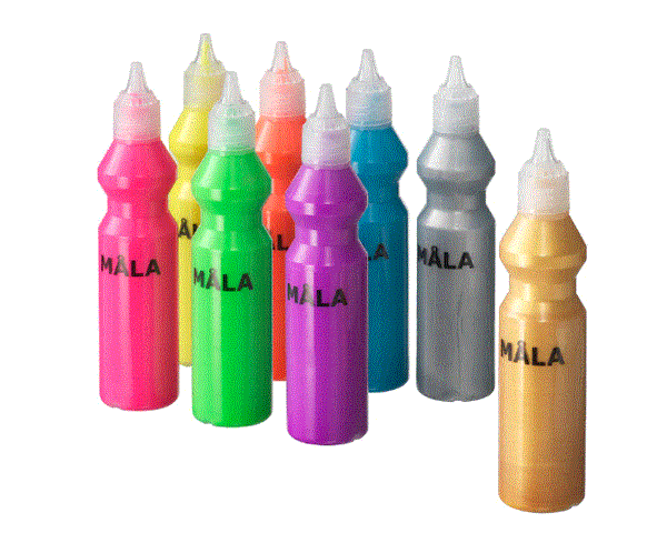 MALA Fluorescent/glitter paint, mixed colors