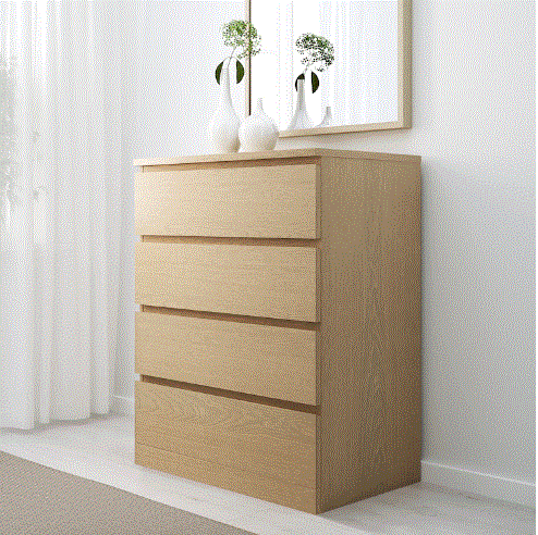 MALM Chest of 4 drawers, white stained oak veneer, 80x100 cm