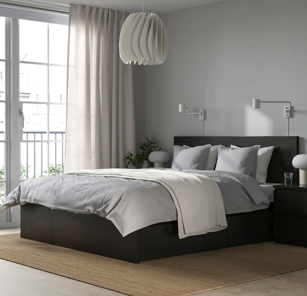 MALM Bed frame, black-brown, 180x200 cm / Bed storage box black-brown.