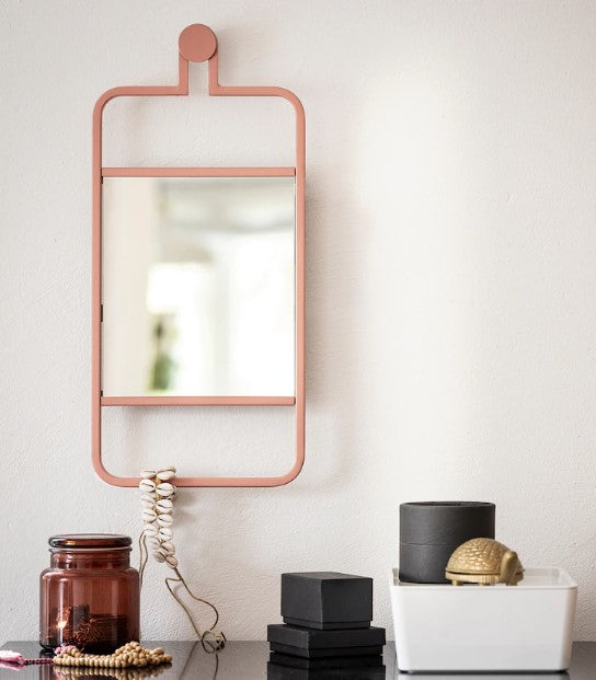 GRANVÅG Mirror, wall hanging/pink, 22x48 cm