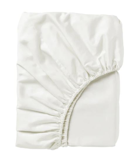 NATTJASMIN Fitted sheet, white, 180x200cm