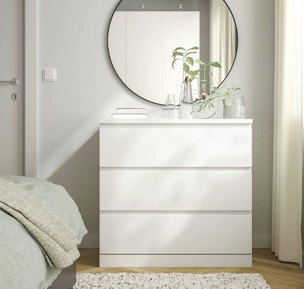 MALM Chest of 3 drawers, white, 80x78 cm