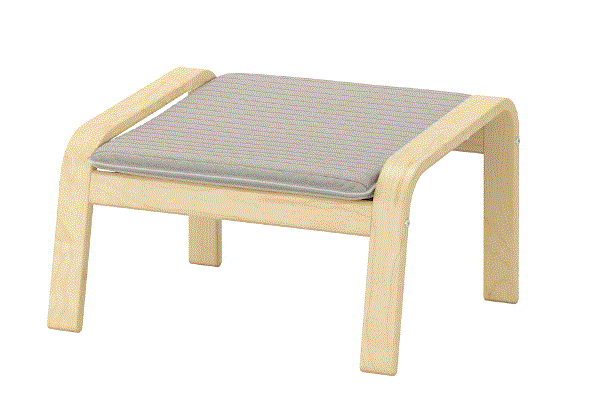 POÄNG Footstool frame, white stained oak veneer / POANG cushion, light beige